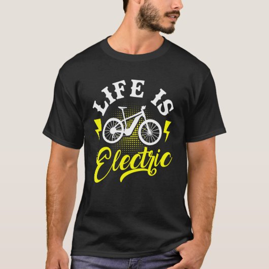 ライフは電動バイクEバイクEbike自転車シルエット Tシャツ (正面)