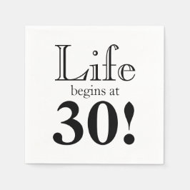 ライフは30レトロなブラックグラフィックフォントから始まる スタンダードカクテルナプキン