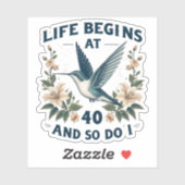 ライフは40フローラHummingbirdステッカーで始まる シール (シート)