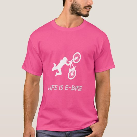 ライフはEバイクTees電動バイクおもしろいスポーツ Tシャツ (正面)