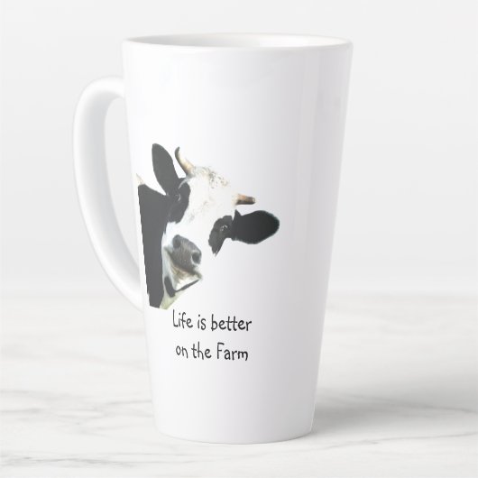 ライフより良いオンザファームカウアニマルファームおもしろいマグ カフェラテマグ (左アングル)