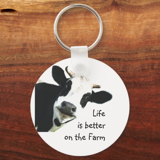 ライフより良いオンザファームカウアニマルファームおもしろい キーホルダー (正面)