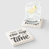 ライフを一度に1杯ずつテイク-石のコースター ストーンコースター (横)