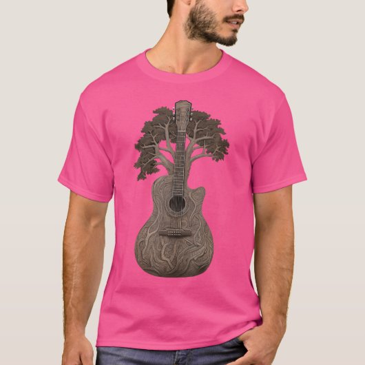 ライフアコースティックギターの木 Tシャツ (正面)