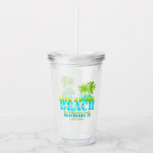 ライフアットザビーチカッコいいアクアライムパーソナライズされた アクリルタンブラー (正面)