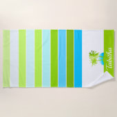 ライフアットザビーチカッコいいアクアライムパーソナライズされた ビーチタオル (正面)