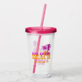 ライフアットザビーチカッコいいサンセットピンクとオレンジ アクリルタンブラー (裏面)
