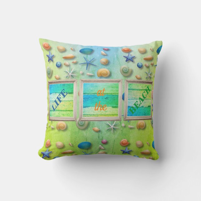 ライフアットザビーチシーサンドシーシェルスフレ素朴ーム アウトドアクッション (正面)