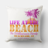 ライフアットザビーチパーソナライズされたピンク&オレンジ アウトドアクッション (正面)