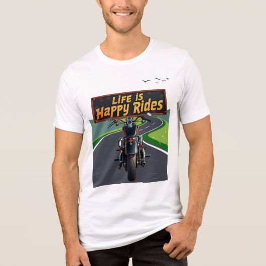 ライフイズハッピードライドバイクもしくは自転車に乗る人ティー トライブレンドTシャツ (正面)