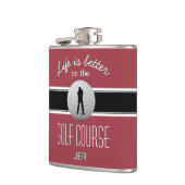 ライフイズベター 引用 ゴルフ モノグラム 深紅 フラスク (左)