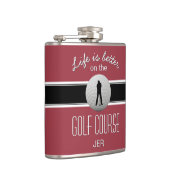 ライフイズベター 引用 ゴルフ モノグラム 深紅 フラスク (右)