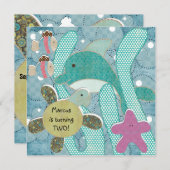 ライフインザシー海タートルズバースデー招待状 招待状 (正面/裏面)