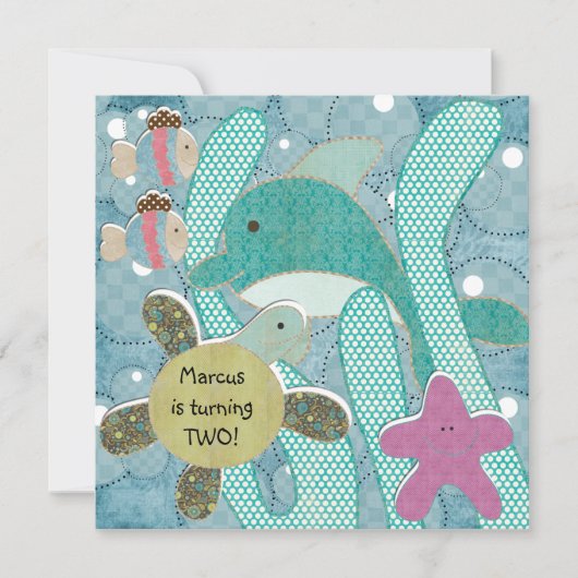ライフインザシー海タートルズバースデー招待状 招待状 (正面)