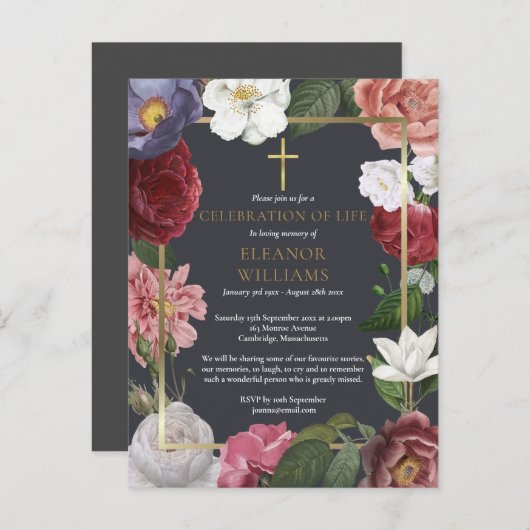 ライフエレガントお祝いバラフローラ葬儀 案内ポストカード (正面/裏面)