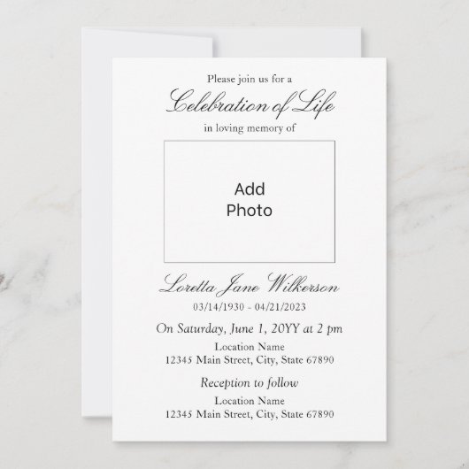 ライフエレガントお祝い追加フォト 招待状 (正面)