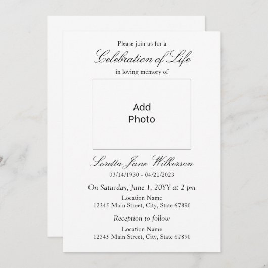 ライフエレガントお祝い追加フォト 招待状 (正面/裏面)