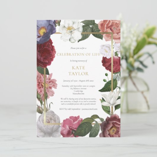 ライフエレガントバラフローラの葬儀お祝い 招待状 (スタンド正面)