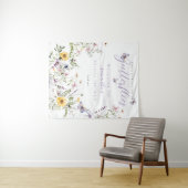 ライフオブバターフライパープルフローラブライダルシャワー タペストリー (インサイチュ(横))