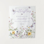 ライフオブバターフライパープルフローラブライダルシャワー タペストリー (正面)