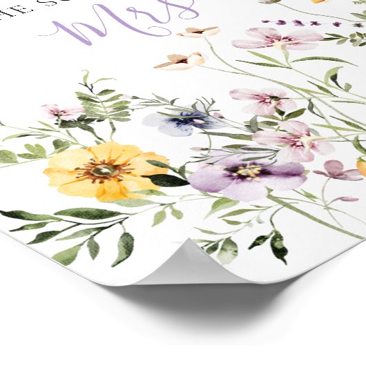 ライフオブバターフライパープルフローラブライダルシャワー ポスター (角)