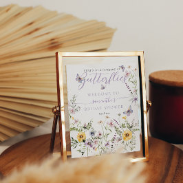 ライフオブバターフライパープルフローラブライダルシャワー ポスター