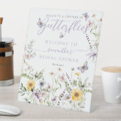 ライフオブバターフライパープルフローラブライダルシャワー 台座サイン (インサイチュ)