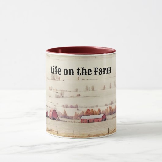 ライフオンザファームレッドバーンアートマグカップ マグカップ (中央)