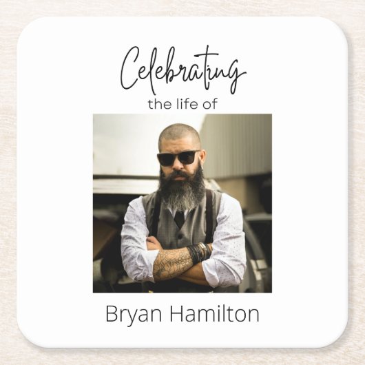 ライフカスタムコースターのシンプル葬儀お祝い スクエアペーパーコースター (正面)