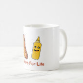 ライフカップルでかわいいホットドッグとマスタード コーヒーマグカップ (正面右)