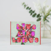 ライフカラフルフローラルパターンデザインアート ポストカード (スタンド正面)