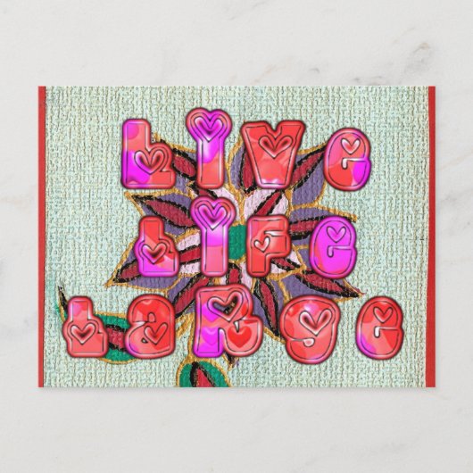 ライフカラフルフローラルパターンデザインアート ポストカード (正面)