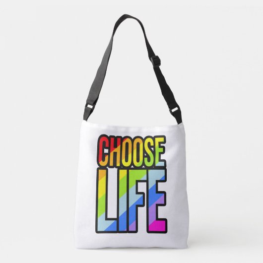 ライフカラフル文字スローガントートバッグを選択 クロスボディバッグ (裏面)