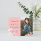 ライフカードの白い花写真お祝い 招待状 (スタンド正面)