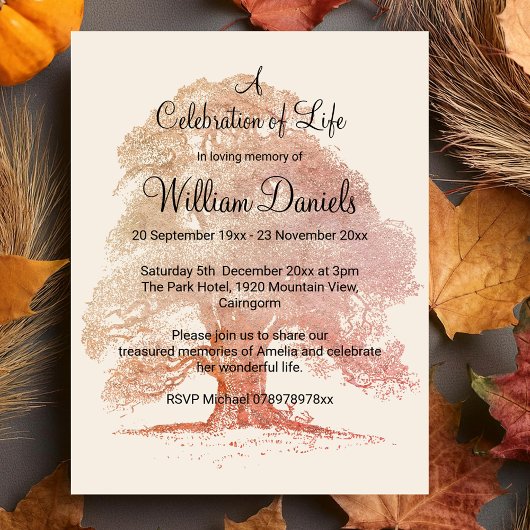 ライフカードの秋お祝いにオークの木 招待状