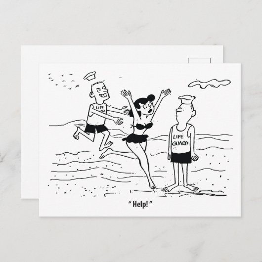 ライフガードからライフガードへおもしろいヴィンテージ ポストカード (正面/裏面)