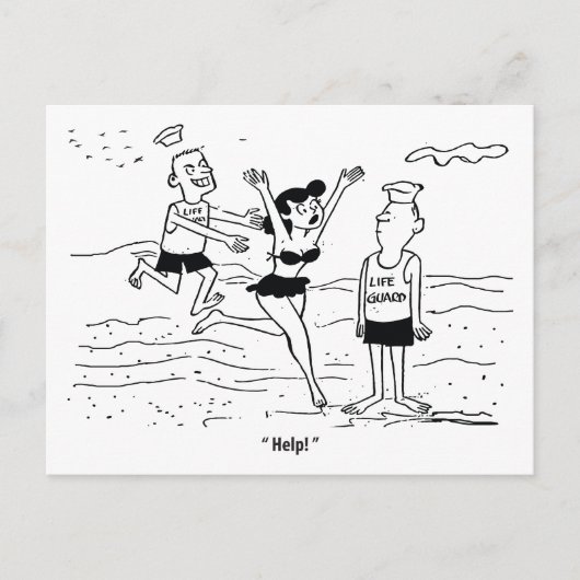 ライフガードからライフガードへおもしろいヴィンテージ ポストカード (正面)