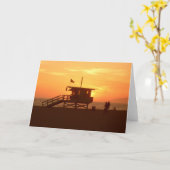 ライフガードの場所の日没の挨拶状 カード (黄色い花)