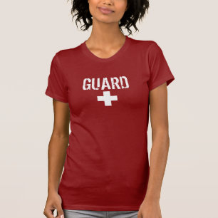 ライフガードの監視女性のティー Tシャツ