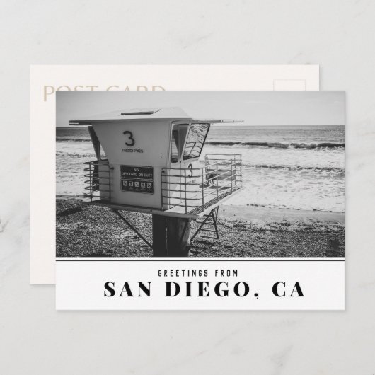 ライフガードタワーアットトーレイパインズビーチサンディエゴ ポストカード (正面/裏面)