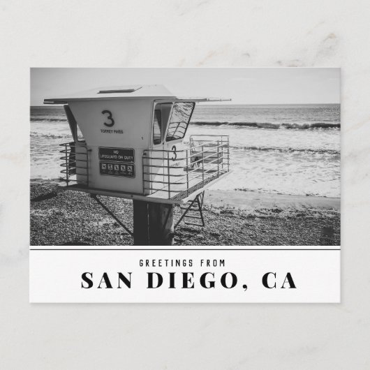 ライフガードタワーアットトーレイパインズビーチサンディエゴ ポストカード (正面)