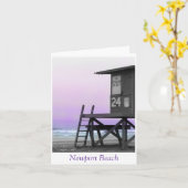 ライフガードタワーニューポートビーチノートカード カード (黄色い花)