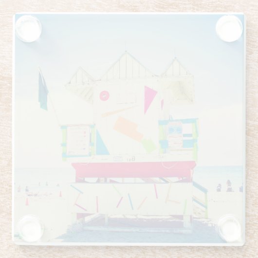 ライフガードタワー|の南ビーチ、マイアミ ガラスコースター (裏面)