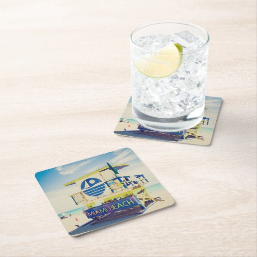 ライフガードタワー|の南ビーチ、マイアミ、Fl スクエアペーパーコースター (インサイチュ)