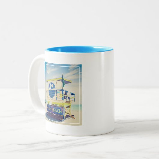 ライフガードタワー|の南ビーチ、マイアミ、Fl ツートーンマグカップ (正面左)