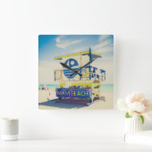 ライフガードタワー |南ビーチ、マイアミ、フロリダ スクエア壁時計 (ホーム)