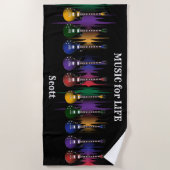 ライフギターの音楽 ビーチタオル (正面)