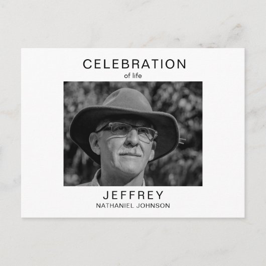 ライフギャザリングB/Wフォト招待状のお祝い ポストカード (正面)