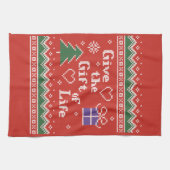 ライフクリスマスニットの移植ギフト キッチンタオル (横)