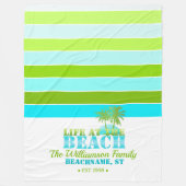 ライフクールアットザビーチ青/緑 フリースブランケット (正面)